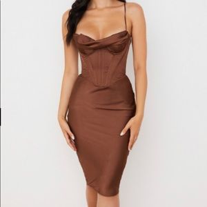 Brown Satin Corset Dress